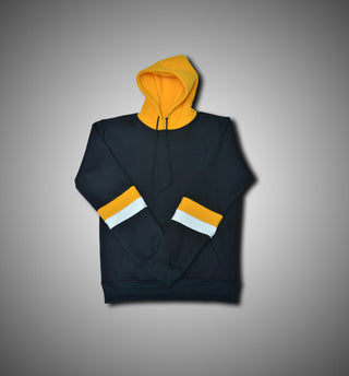 Black Yellow Hoodie cotton Fleece