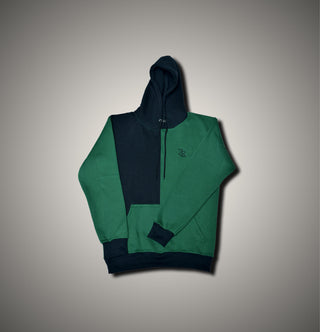 Green and Black Hoodie Cotton Fleece